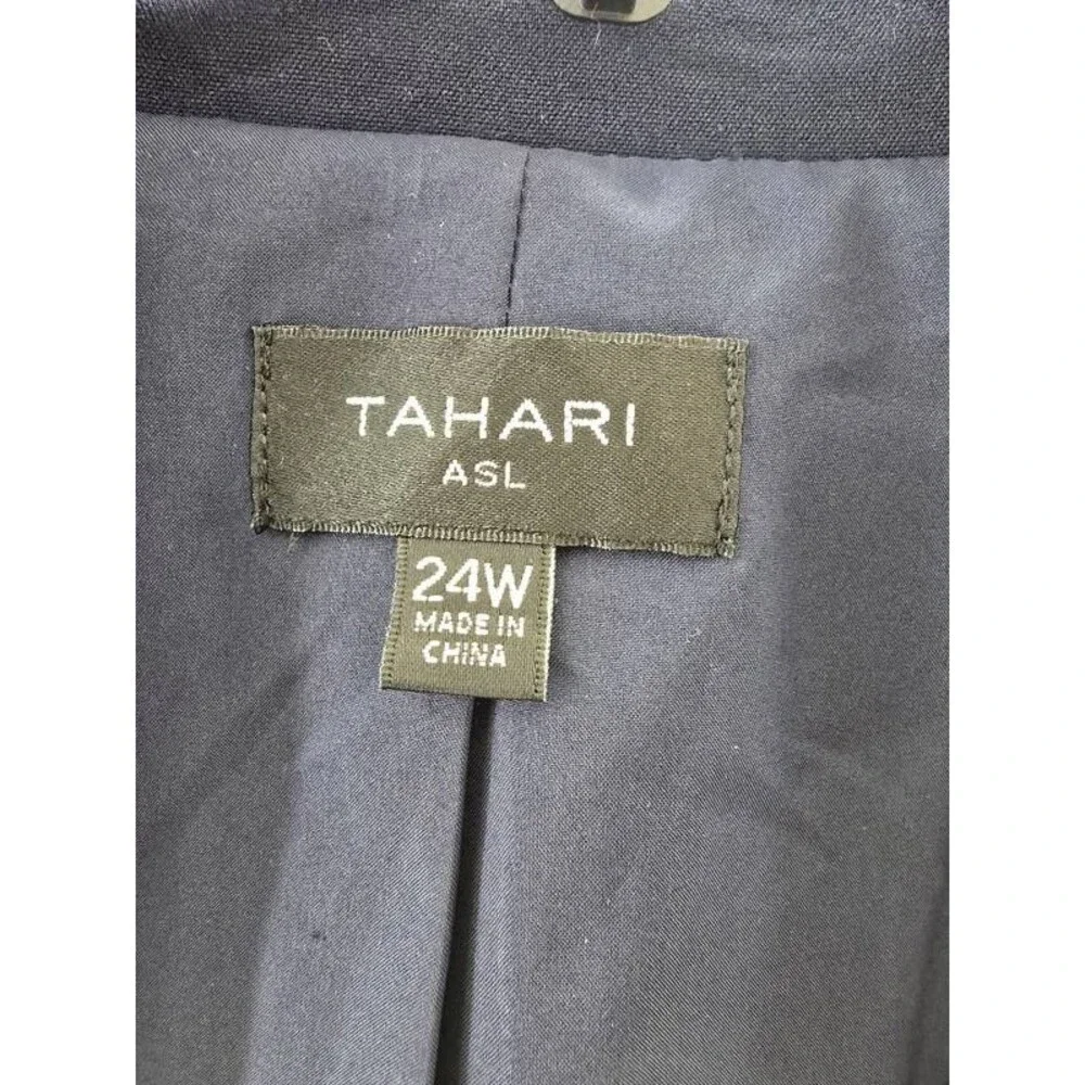 Tahari ASL Plus Size Colorblocked Peak-Lapel Blazer Women's 24W New Navy/Ginger - Picture 12 of 15